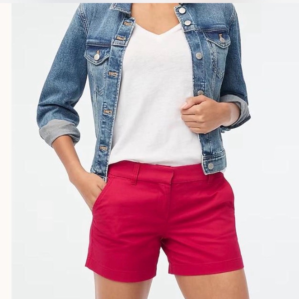 NWT J. Crew Bright Pink 5” Shorts 100% Cotton Size 6